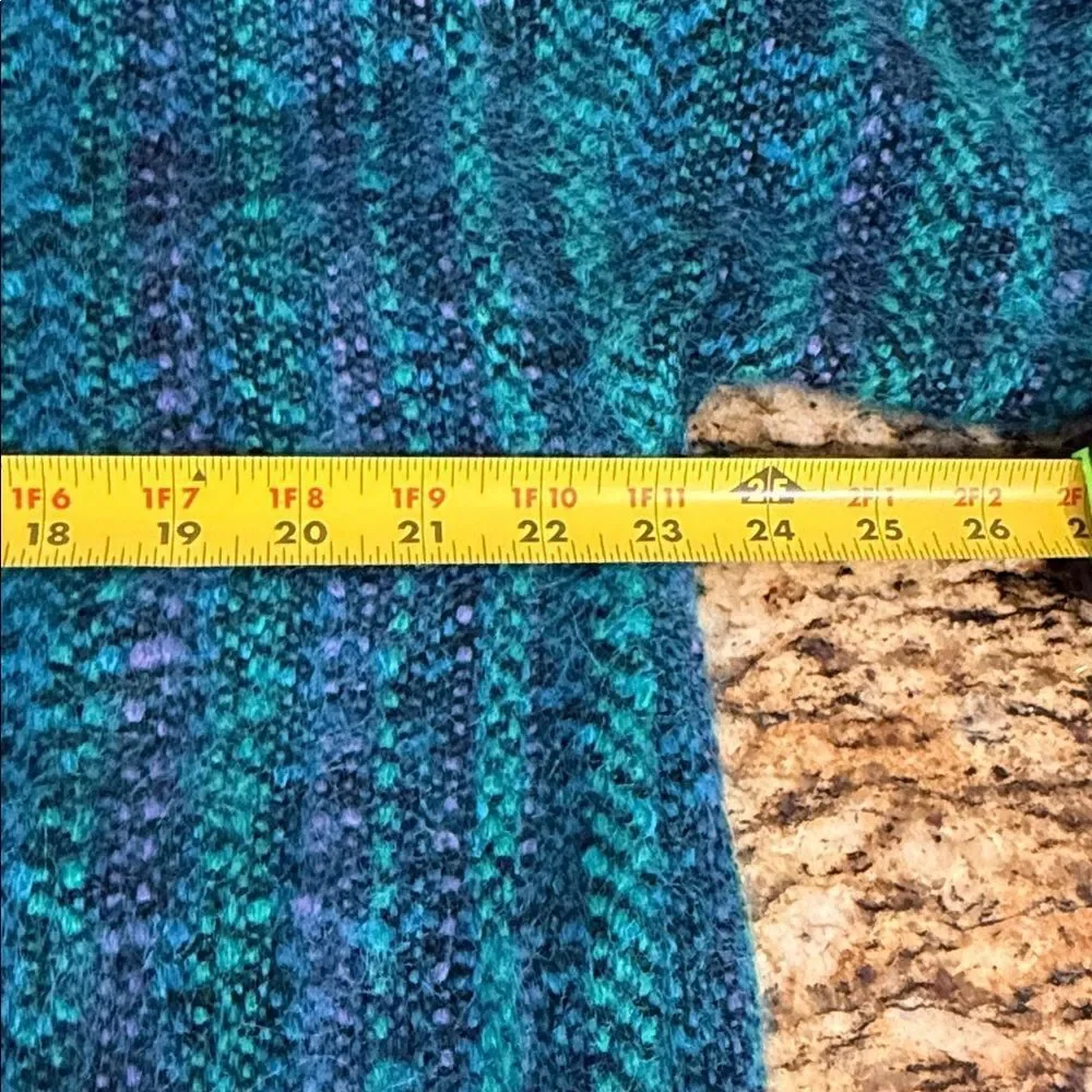 Vintage Dominique Maranda Wool Mohair Sweater Jacket Blue Green Size L